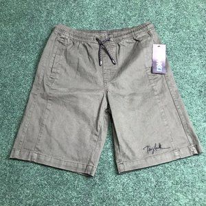 Men’s Tony Hawk Elastic Waist Stretch Green Twill Chino Skate Beach Shorts Sz S